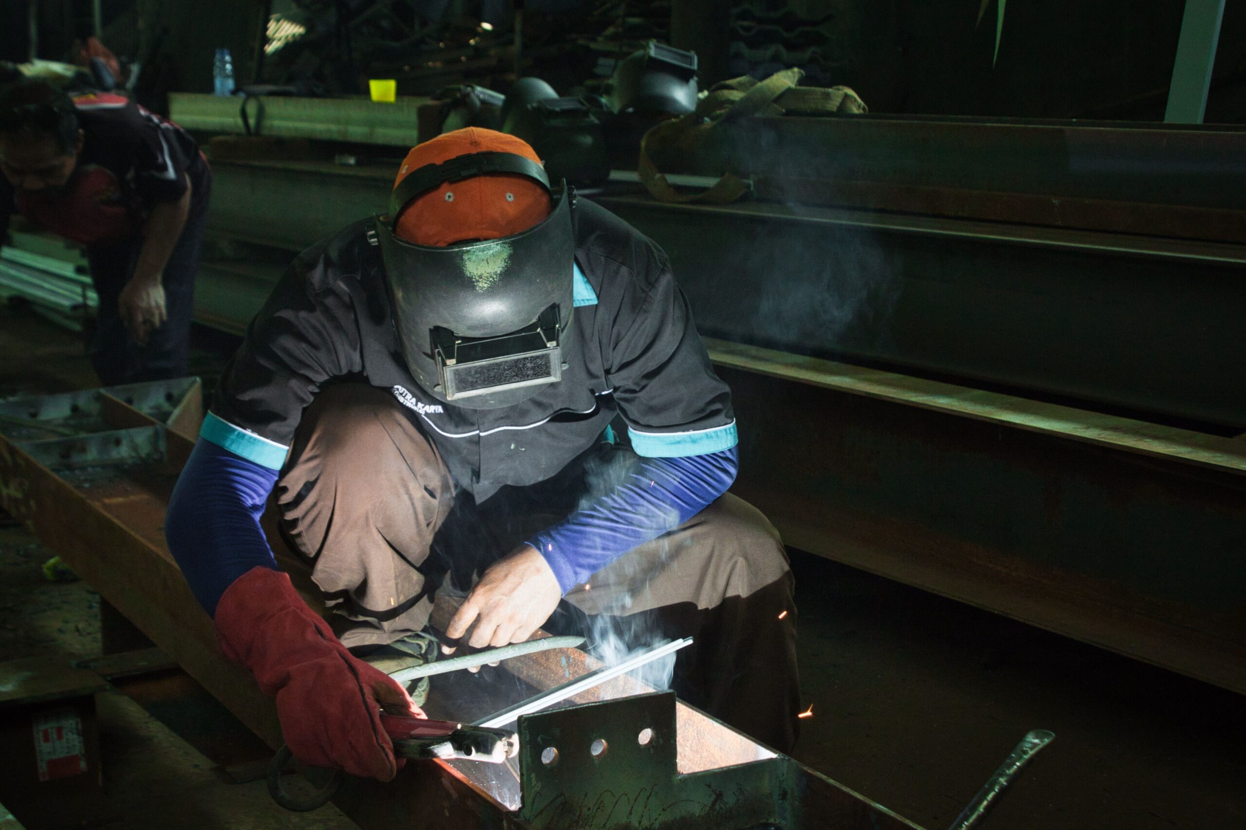 a man welding metal