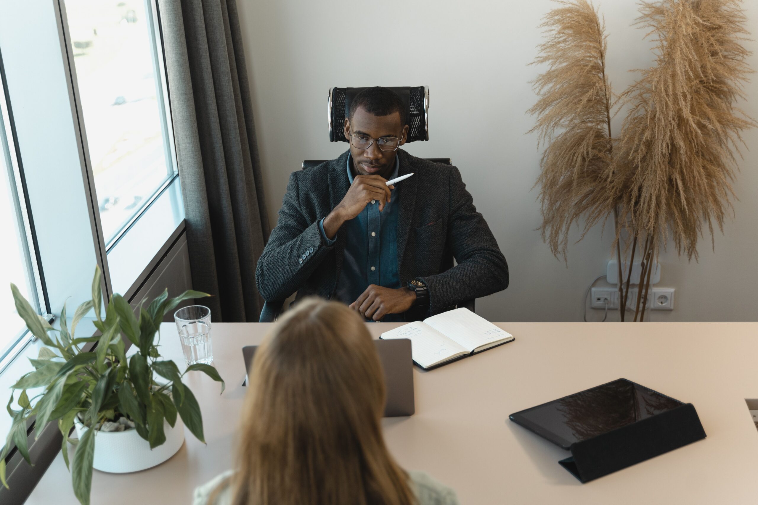 man interviewing