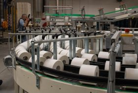 Photographer captures a production line for toilet paper