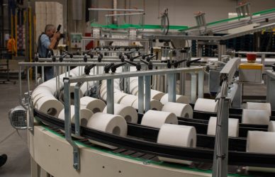 Photographer captures a production line for toilet paper