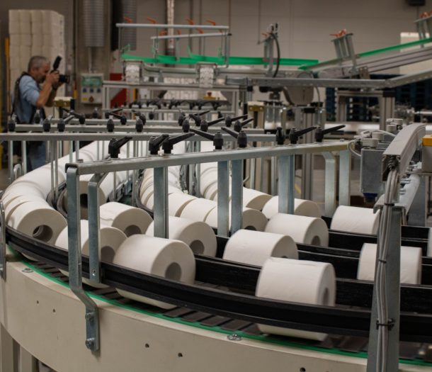 Photographer captures a production line for toilet paper