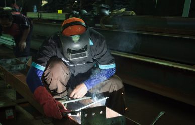 a man welding metal