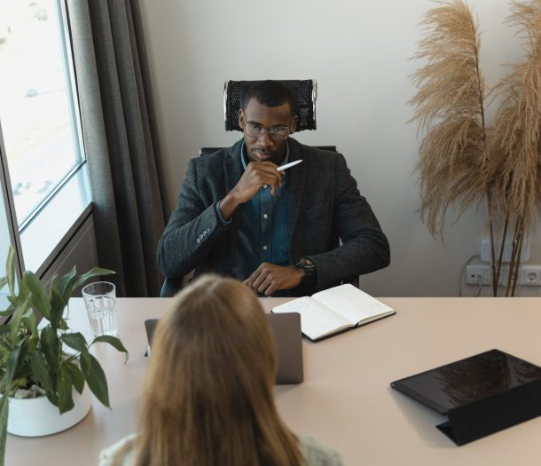 man interviewing
